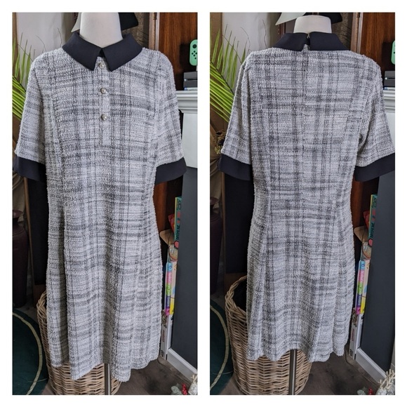 Kate & Lily black and white w/ pearl trim tweed dress in size 14 - Picture 1 of 5